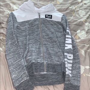 pink victorias secret zip up hoodie